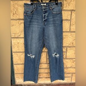 H&M Classic straight high waist Size 12 Denim Jeans New NWT Button Fly